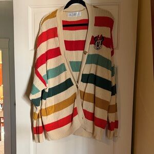 Disney Striped Cardigan Sweater with Embroidered Minnie Mouse Character